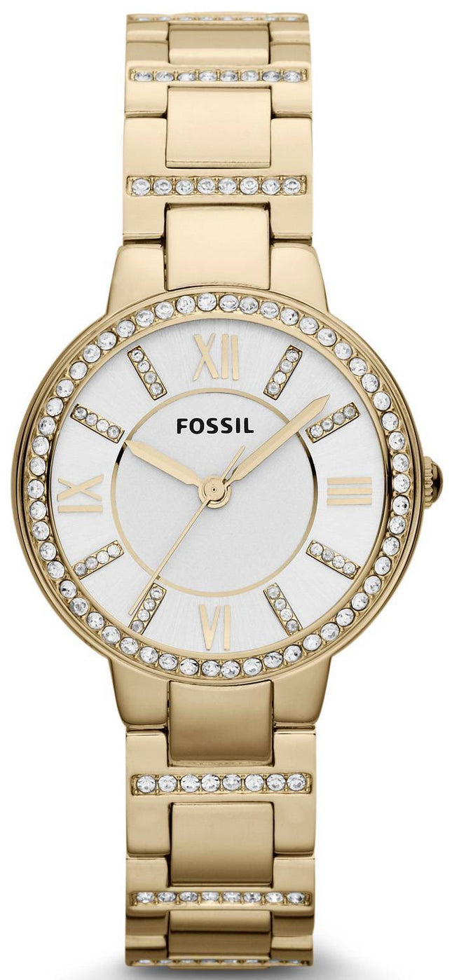 Fossile Virginia tre-hånd Crystal guld Tone ES3283 kvinders ur