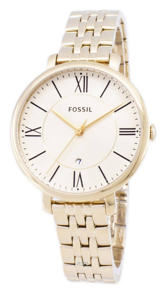 Fossile Jacqueline Champagne ringe guld-Tone rustfrit stål ES3434 kvinders ur