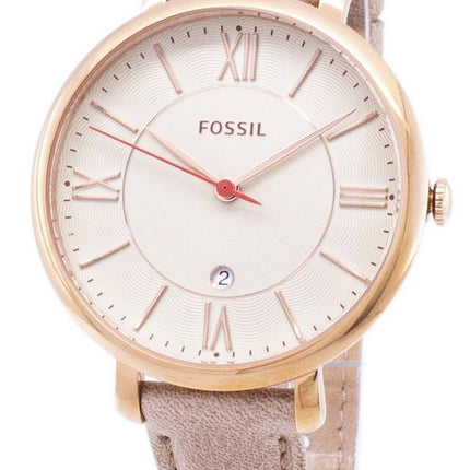 Fossile Jacqueline White Dial kamel læder rem ES3487 kvinders ur