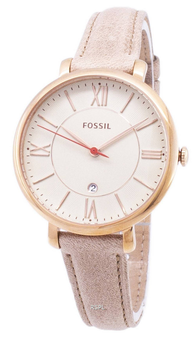 Fossile Jacqueline White Dial kamel læder rem ES3487 kvinders ur