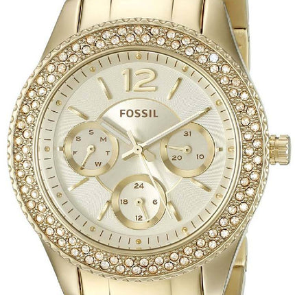 Fossile Stella multifunktions krystaller Champagne Dial guld-Tone ES3589 kvinders ur