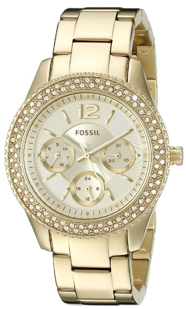 Fossile Stella multifunktions krystaller Champagne Dial guld-Tone ES3589 kvinders ur