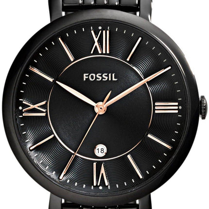 Fossile Jacqueline Quartz Black Dial sort Ion forgyldt ES3614 kvinders ur
