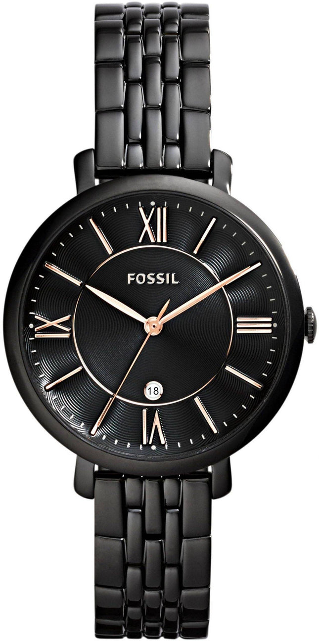 Fossile Jacqueline Quartz Black Dial sort Ion forgyldt ES3614 kvinders ur