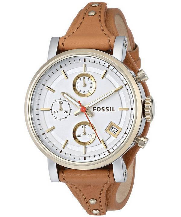 Fossile oprindelige kæreste Chronograph Tan læder kvarts ES3615 kvinders ur