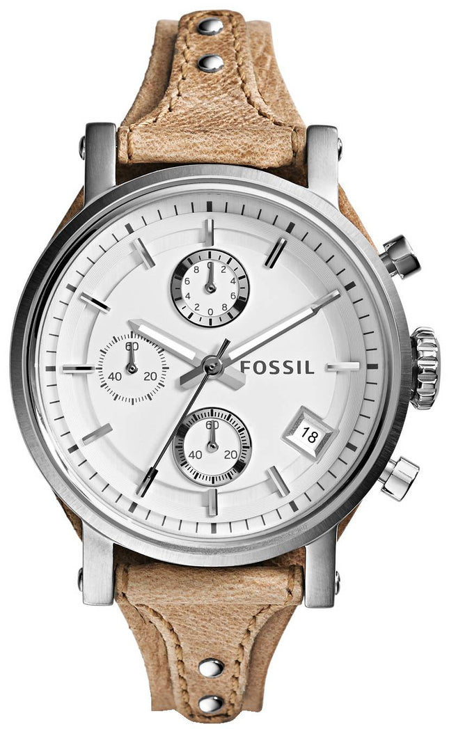 Fossile oprindelige kæreste Chronograph hvid skive ES3625 kvinders ur