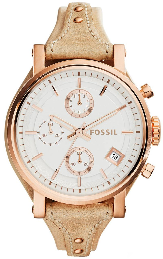 Fossile oprindelige kæreste Chronograph hvid skive ES3748 kvinders ur