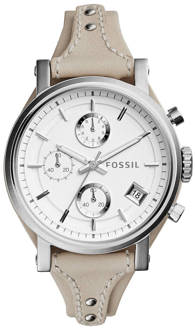 Fossile oprindelige kæreste Chronograph hvid skive ES3811 kvinders ur