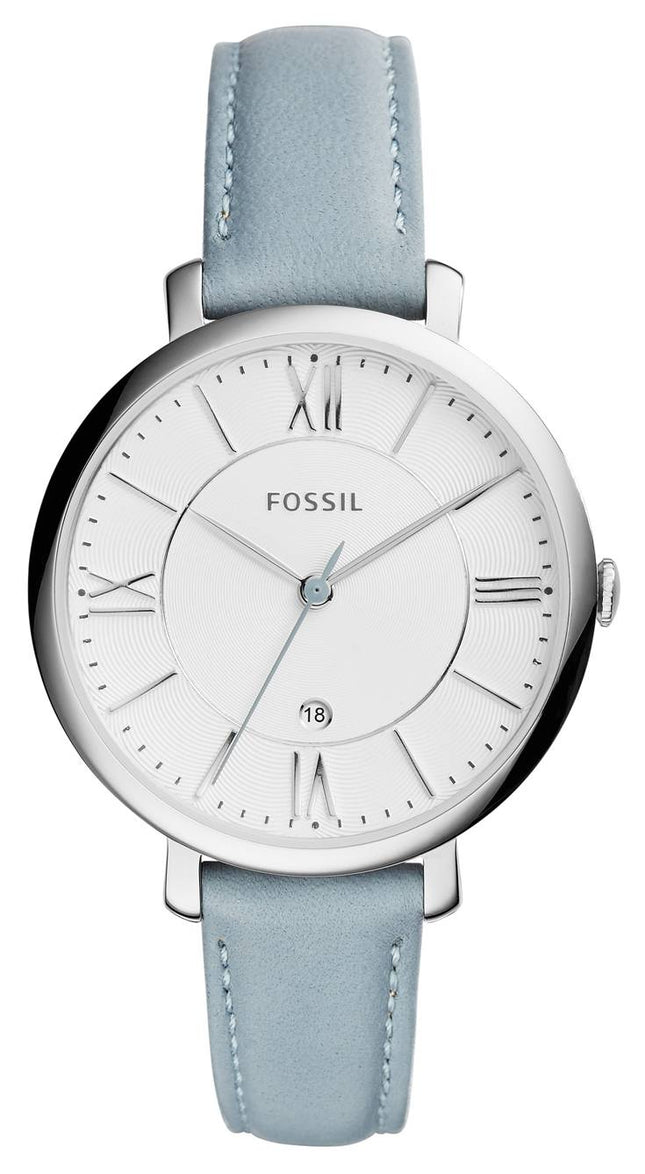 Fossile Jacqueline Quartz Smokey blå læder rem ES3821 kvinders ur