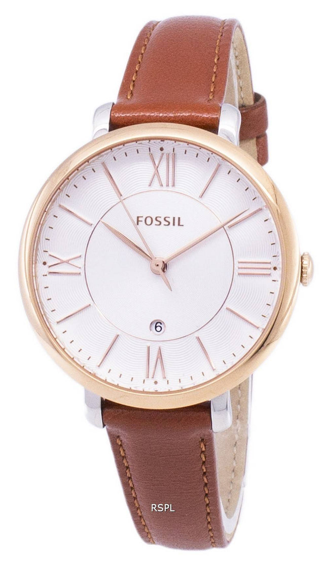 Fossile Jacqueline Silver ringe brun læder ES3842 kvinders ur