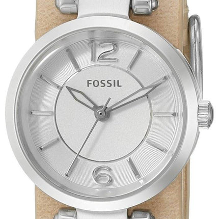 Fossile Georgien Artisan hvide Dial Sand læder ES3854 kvinders ur