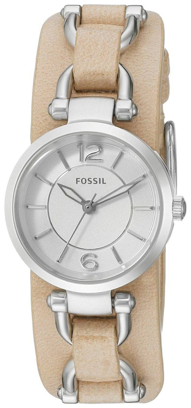 Fossile Georgien Artisan hvide Dial Sand læder ES3854 kvinders ur