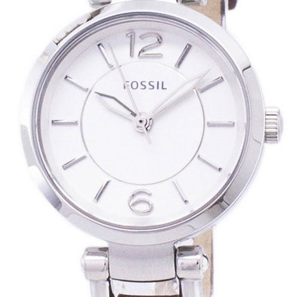Fossile Georgien Silver ringe brun læder ES3861 kvinders ur