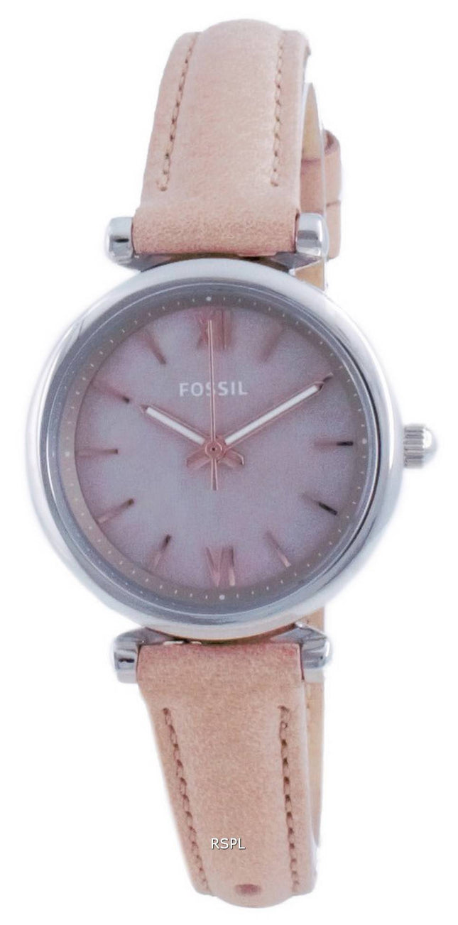 Fossil Carlie Mini Mother of Pearl Dial lÃ¦derkvarts ES4530 Dameur