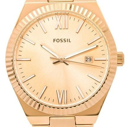 Fossil Scarlette Rose Gold Rustfrit Stål Rose Gold Sunray Dial Quartz ES5258 Dameur