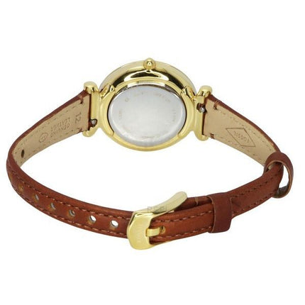 Fossil Carlie Brown Læderrem Krystal Accenter Sølv Urskive Quartz ES5297 Dameur