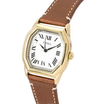 Fossil Harlow læderrem beige urskive kvarts ES5364 dameur