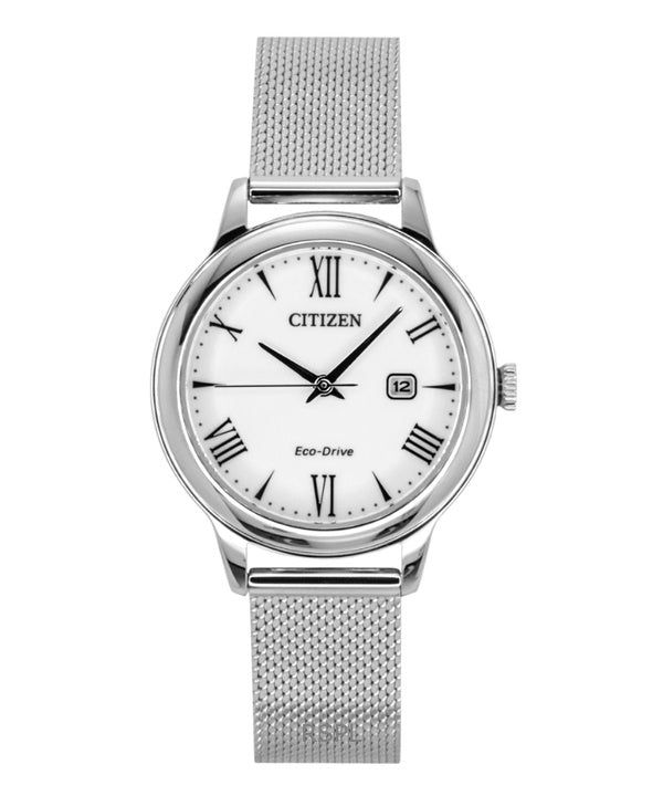 Citizen Elegance rustfrit stål hvid urskive Eco-Drive EW2621-75A 100M dameur