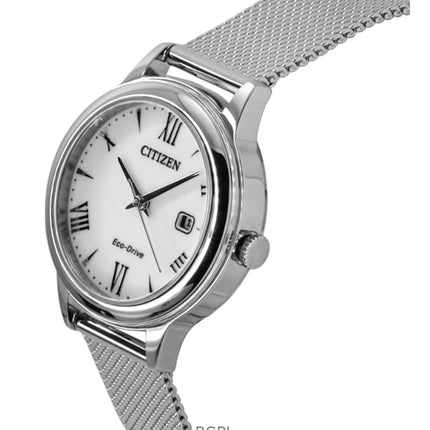 Citizen Elegance rustfrit stål hvid urskive Eco-Drive EW2621-75A 100M dameur