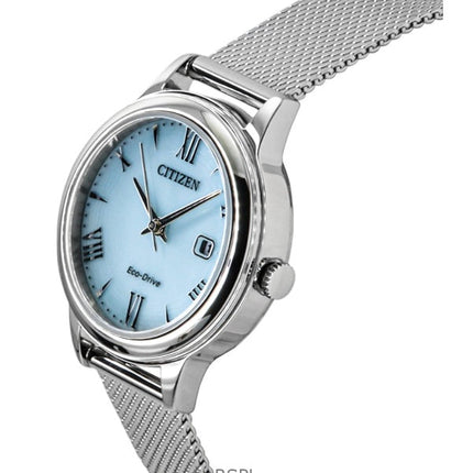 Citizen Elegance rustfrit stål blå urskive Eco-Drive EW2621-75M 100M dameur