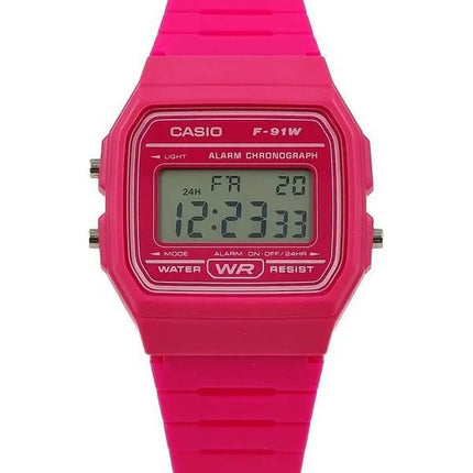 Casio Digital Pink Resin Strap Quartz F-91WC-4A unisex ur