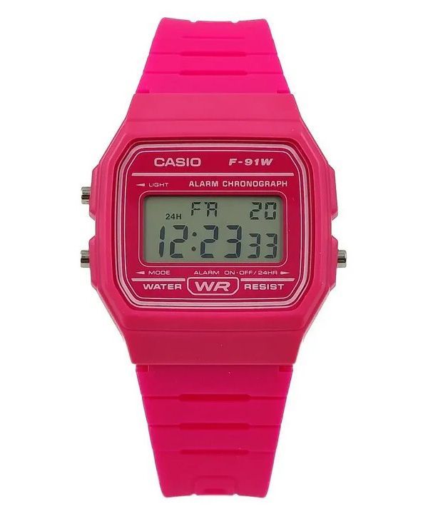 Casio Digital Pink Resin Strap Quartz F-91WC-4A unisex ur