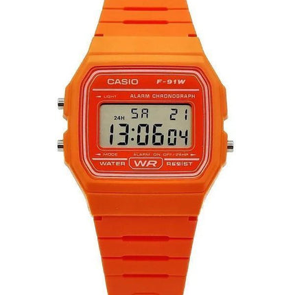Casio Digital Orange Resin Rem Quartz F-91WC-4A2 Unisex ur