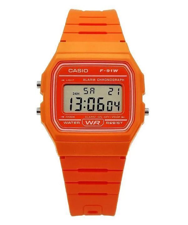 Casio Digital Orange Resin Rem Quartz F-91WC-4A2 Unisex ur