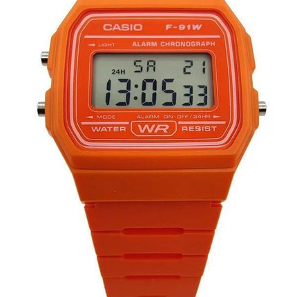 Casio Digital Orange Resin Rem Quartz F-91WC-4A2 Unisex ur
