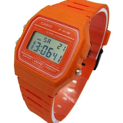 Casio Digital Orange Resin Rem Quartz F-91WC-4A2 Unisex ur