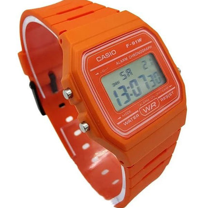 Casio Digital Orange Resin Rem Quartz F-91WC-4A2 Unisex ur