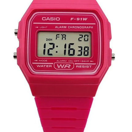 Casio Digital Pink Resin Strap Quartz F-91WC-4A unisex ur