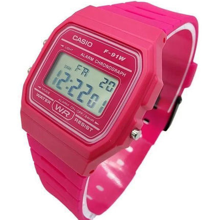 Casio Digital Pink Resin Strap Quartz F-91WC-4A unisex ur