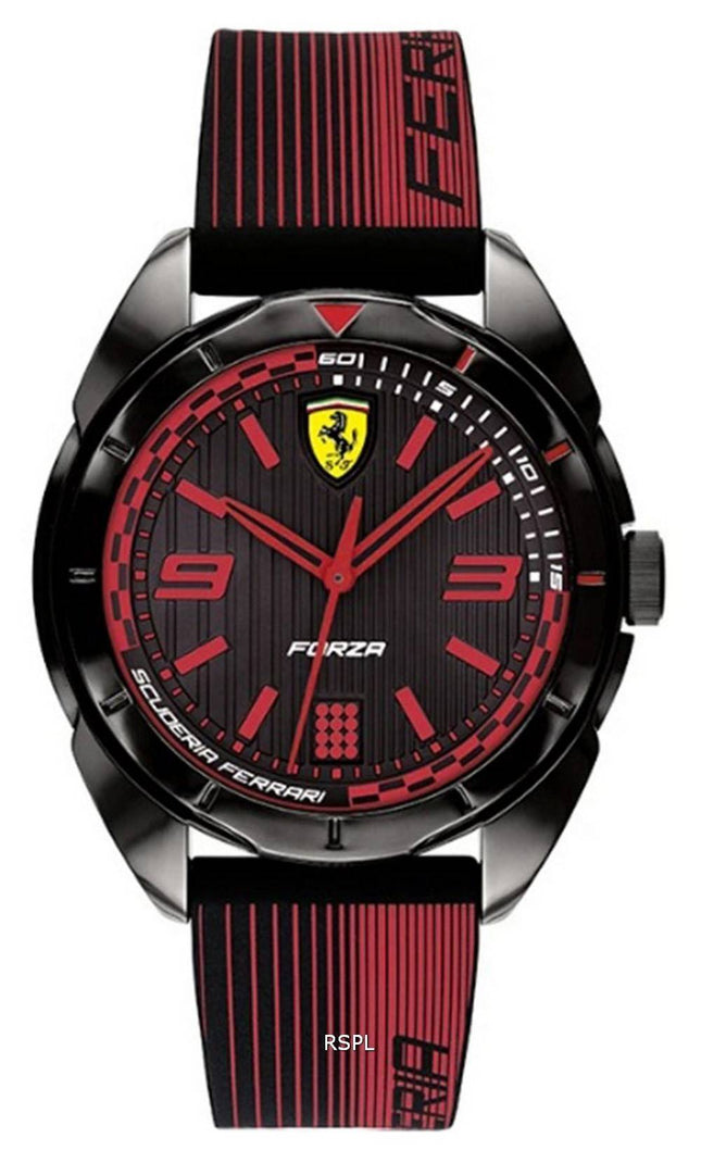 Ferrari Scuderia Forza Black Dial Silicon Band Quartz 0840034 Herreur