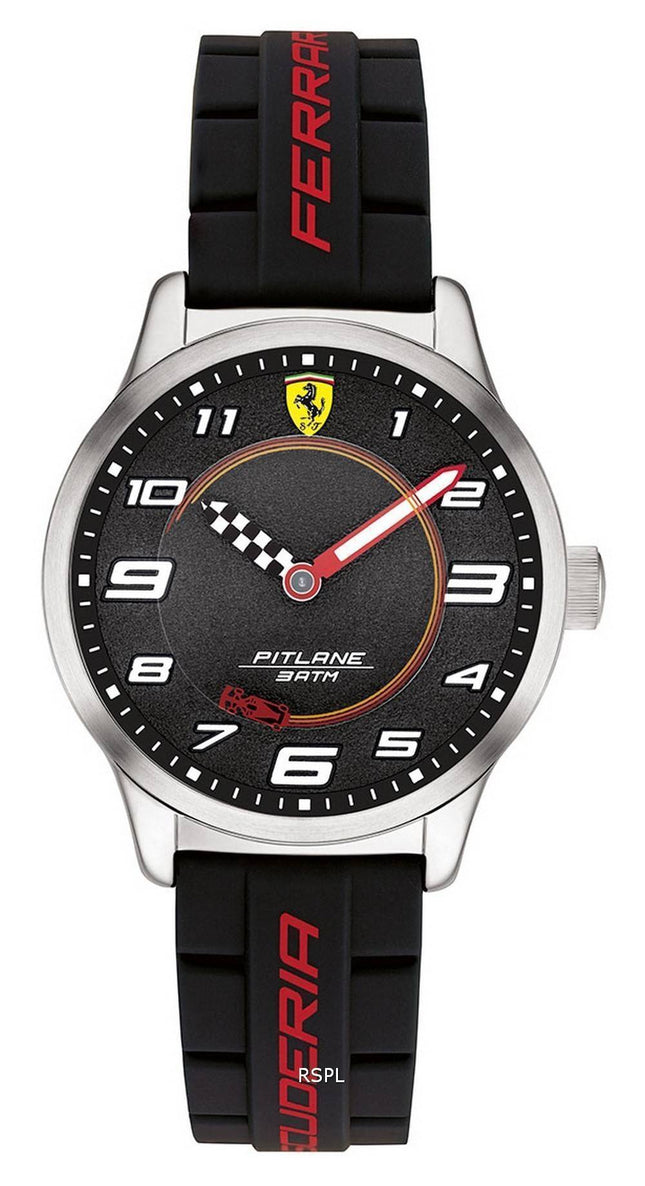 Ferrari Scuderia Pitlane sort urskive siliciumbÃ¥nd kvarts 0860012 Unisex ur