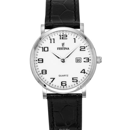 Festina Classic læderrem hvid urskive kvarts F16477-1 dameur