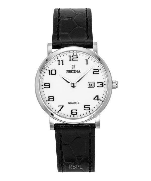 Festina Classic læderrem hvid urskive kvarts F16477-1 dameur