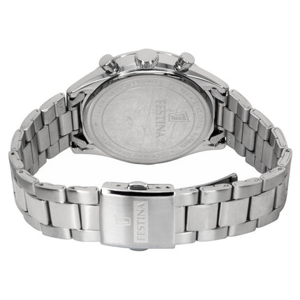 Festina tidløs kronograf rustfrit stål sort urskive kvarts F16820-4 100M herreur