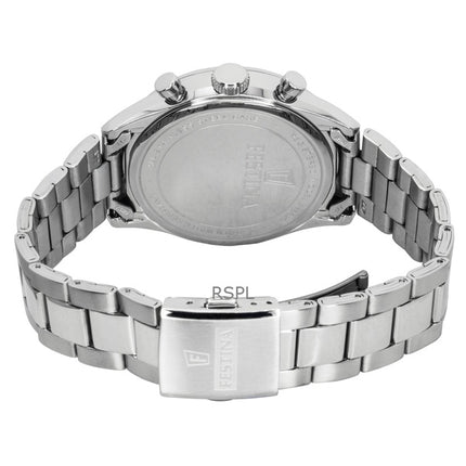 Festina tidløs kronograf rustfrit stål hvid urskive kvarts F16820-Q herreur