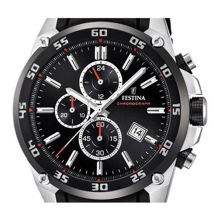 Festina The Originals Chronograph Rubber Rem Black Dial Quartz F20330-5 100M herreur