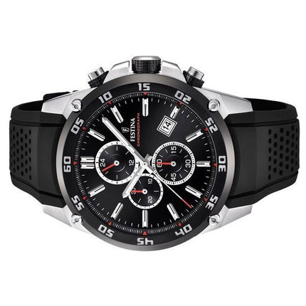 Festina The Originals Chronograph Rubber Rem Black Dial Quartz F20330-5 100M herreur