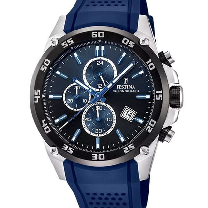 Festina The Originals Chronograph Rubber Rem Blue Dial Quartz F20330-A 100M herreur