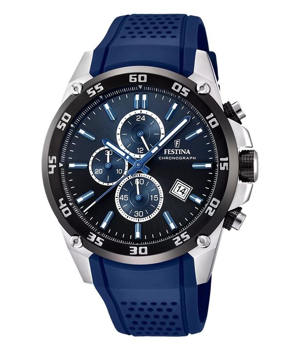 Festina The Originals Chronograph Rubber Rem Blue Dial Quartz F20330-A 100M herreur