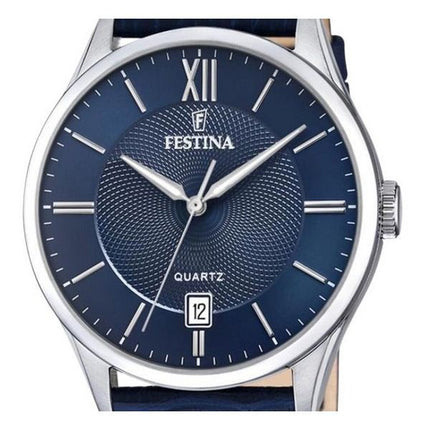 Festina Classics læderrem Blue Dial Quartz F20426-2 100M herreur