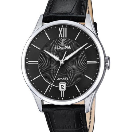 Festina Classics Læderrem Sort Urskive Quartz F20426-3 Herreur