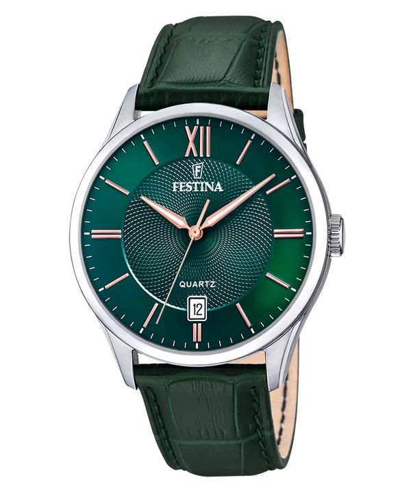 Festina Classics Læderrem Grøn Urskive Quartz F20426-7 Herreur