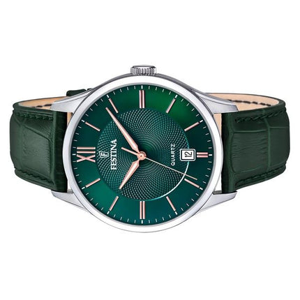 Festina Classics Læderrem Grøn Urskive Quartz F20426-7 Herreur
