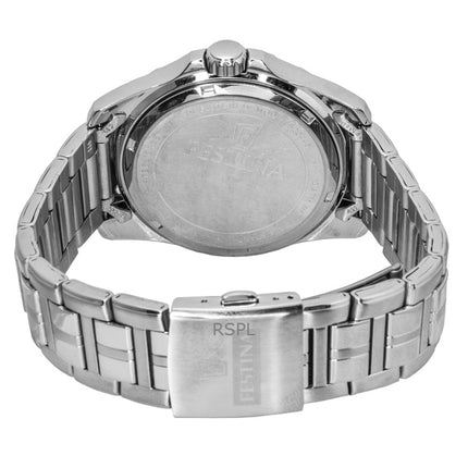 Festina multifunktions rustfrit stål sort urskive kvarts F20445-3 100M herreur