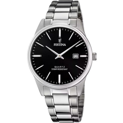 Festina Classics rustfrit stål sort skive kvarts F20511-4 herreur