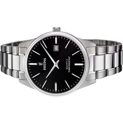 Festina Classics rustfrit stål sort skive kvarts F20511-4 herreur